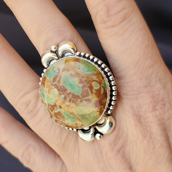 New Oversized  Variscite 925 Silver Ring. - Picture 4 of 11